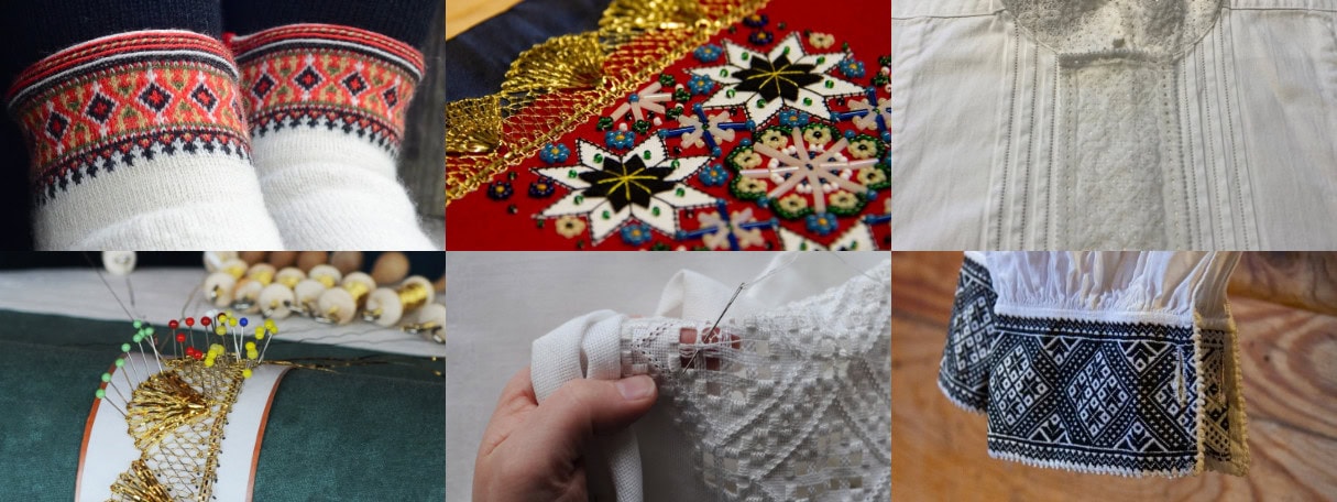 hardangersaum, smøyg, knipling, strikking